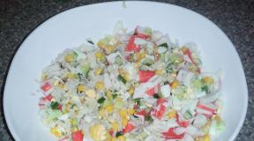 Salad with crab sticks and cucumber You need to take the ingredients