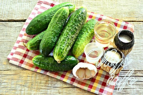 Cucumbers in garlic marinade - a simple recipe for winter cooking with step-by-step photos at home