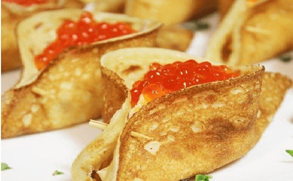 Pancakes with red caviar: recipe with photo