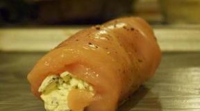 Chicken rolls in the oven: a step by step recipe with photos