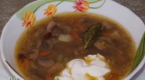 Суп с фасолью и грибами Фасолевый суп с белыми грибами