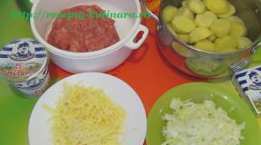 Potato casserole with minced meat in the oven - 3 recipes with photos and videos